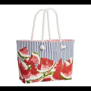Pottery Barn Juicy and Delicious Watermelon Striped Rope Handled Beach Tote 🍉☀️